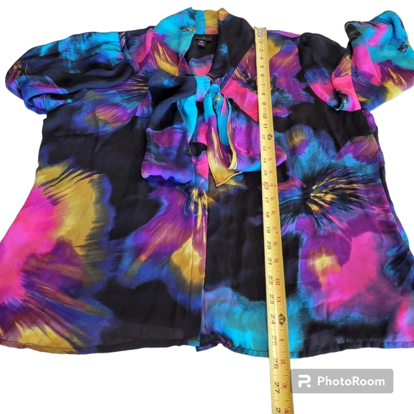 Worthington Multicolor Lightweight Blouse Size PXL with 3/4 Sleeve and B… - Picture 3 of 8
